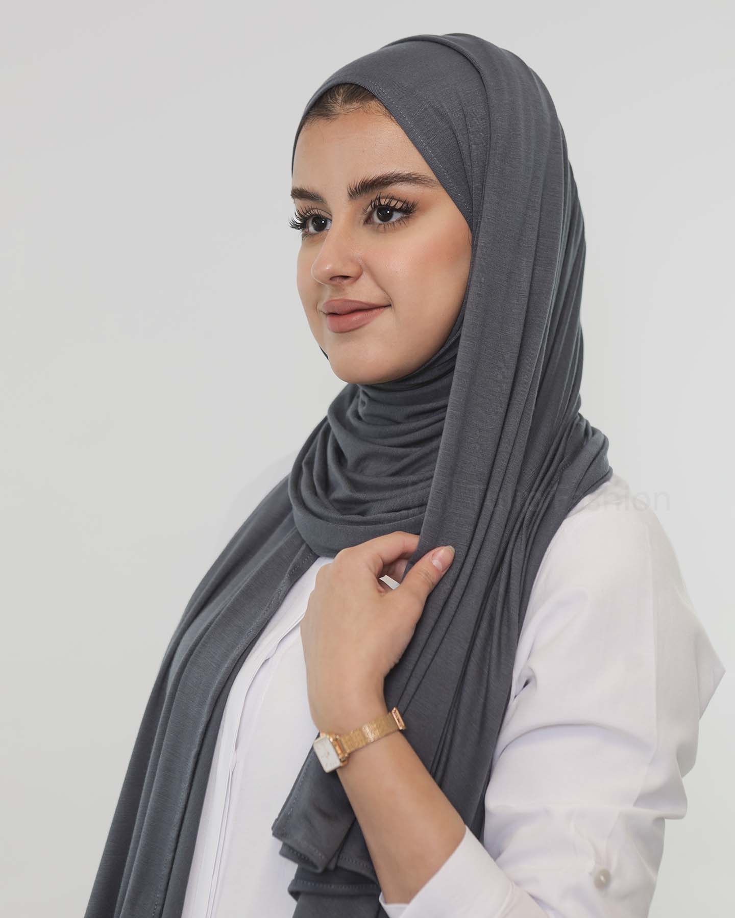Premium Jersey Mini Hijab - Dark Gray - 2