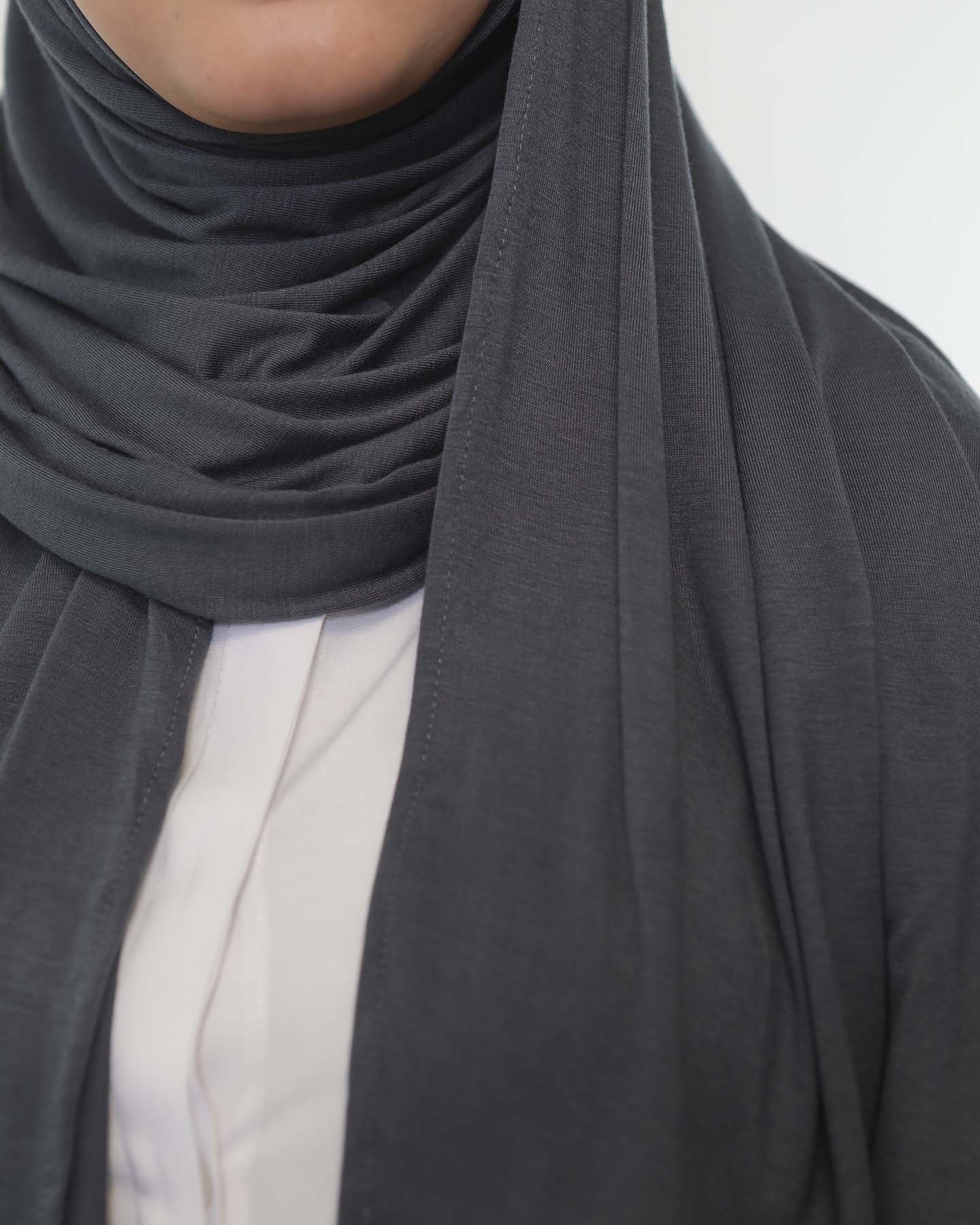 Premium Jersey Mini Hijab - Dark Gray - 3