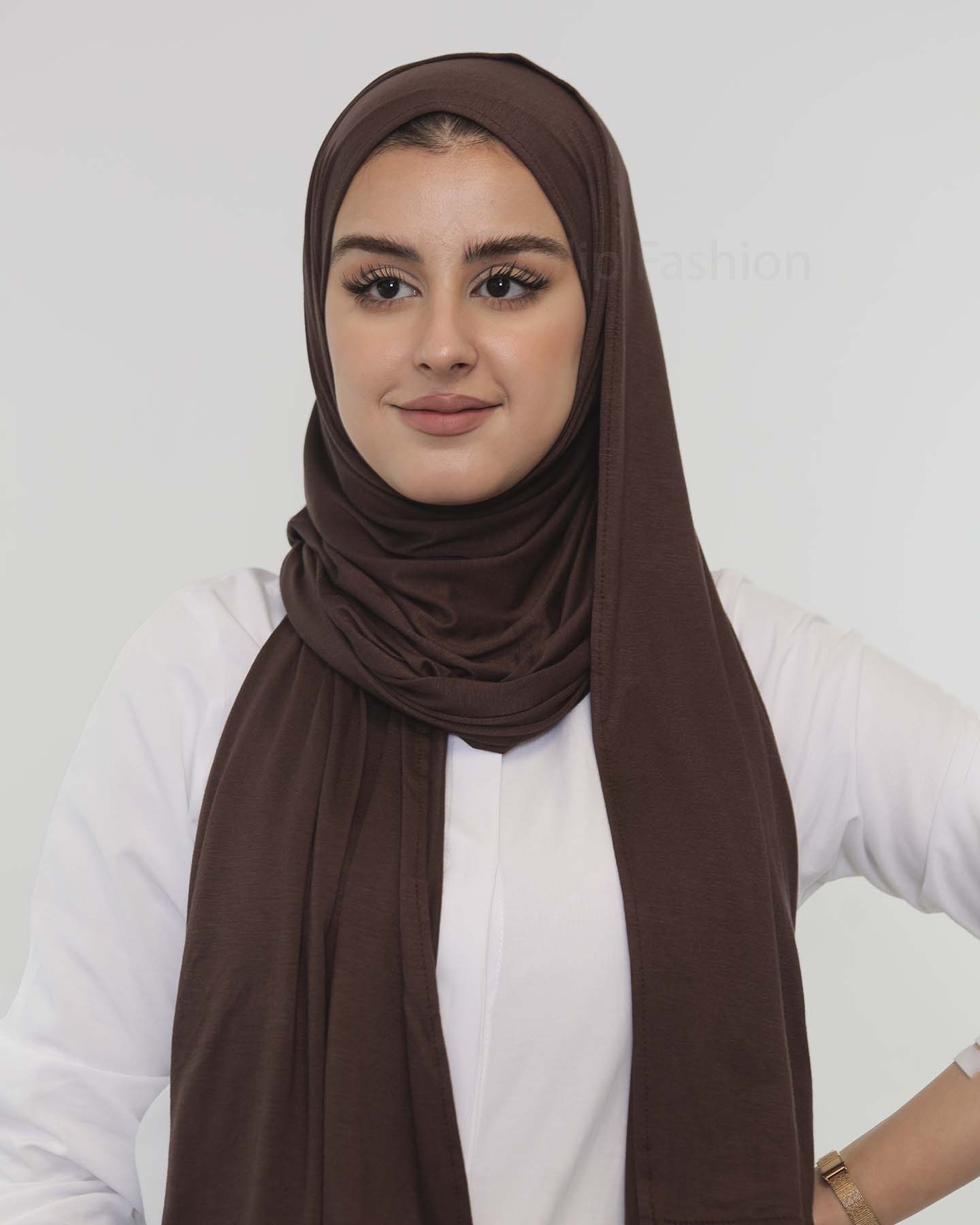Premium Jersey Mini Hijab - Dark Brown - 2