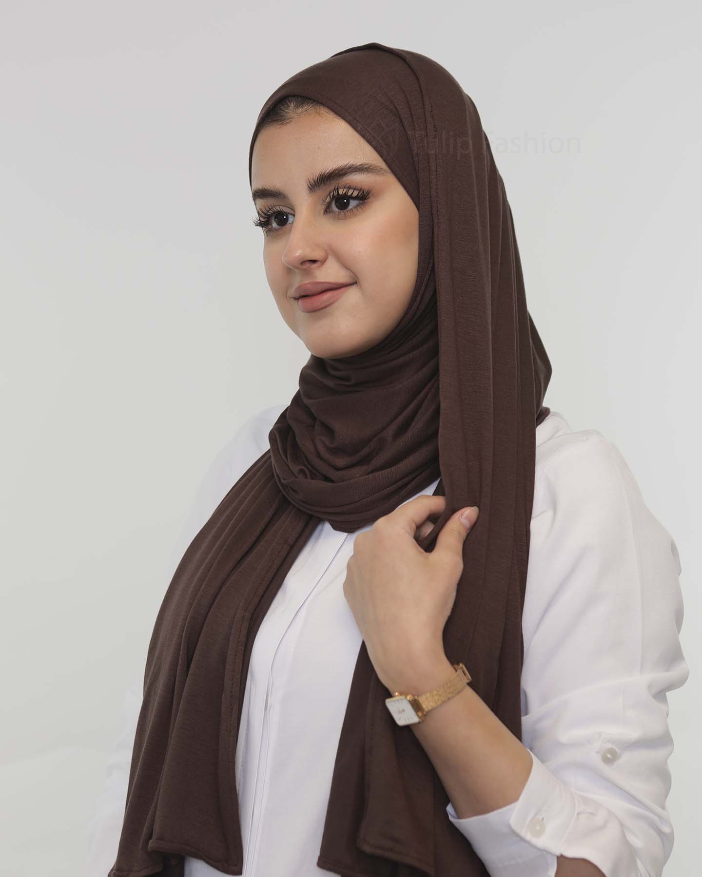 Premium Jersey Mini Hijab - Dark Brown