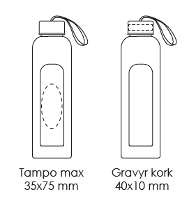 Vattenflaska H₂O Silikon 550 ml, 5+1 färger - 7