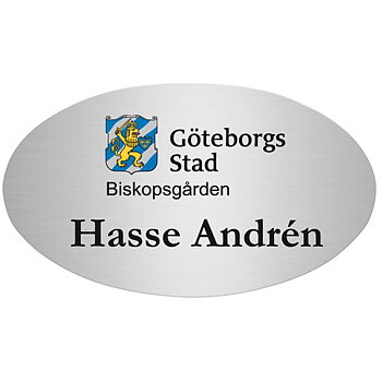 Namnskylt Metall Oval 59 x 34 mm Finns 2 färger