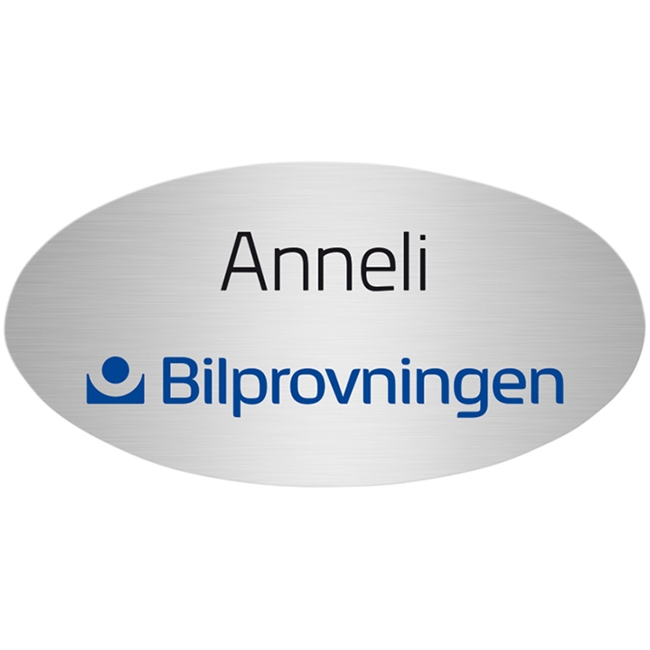 Namnskylt Metall Oval 63 x 32 mm Finns 6 färger