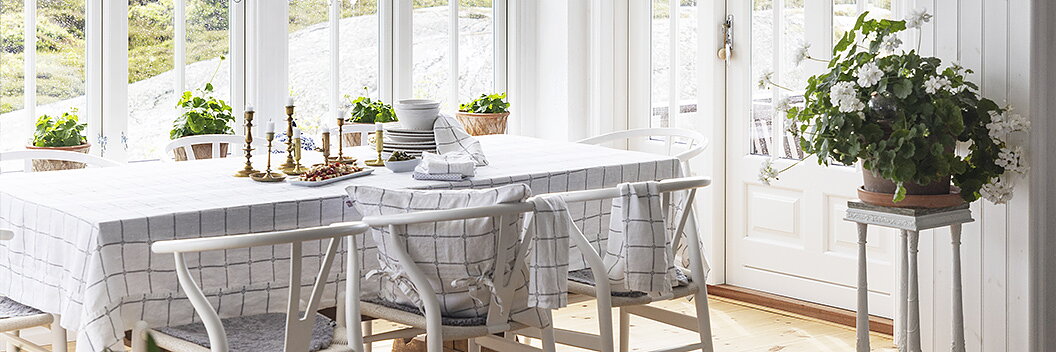 Linneduk Classic White/Grey
