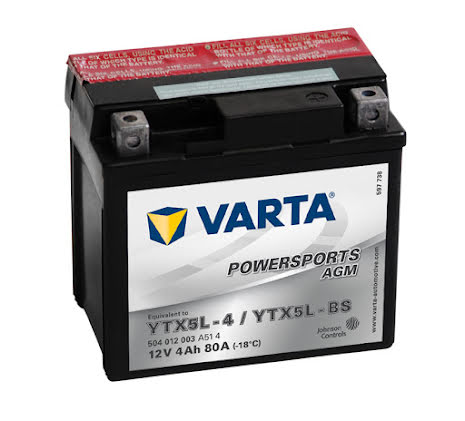 Varta Mc-batteri AGM YTX5L-BS 12v 4Ah