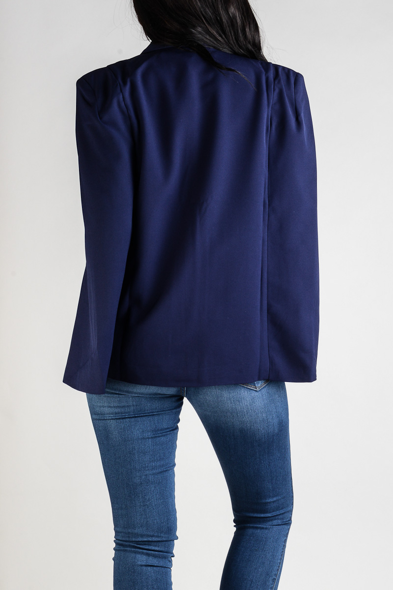 denim cape blazer