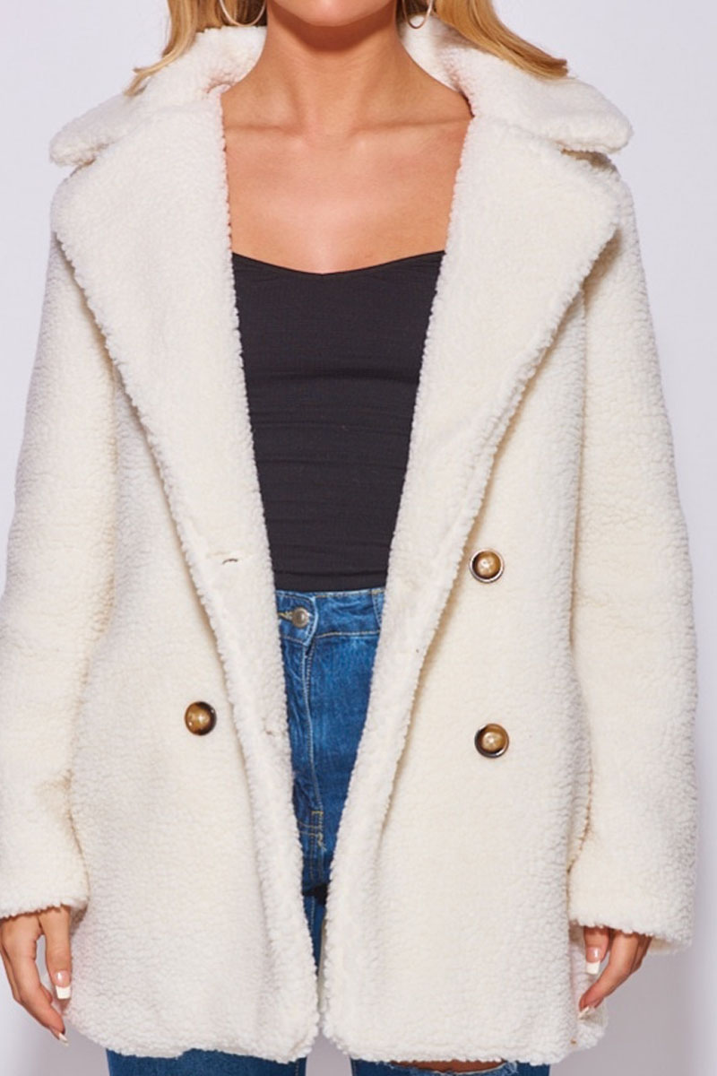 Short cream teddy coat Clearance