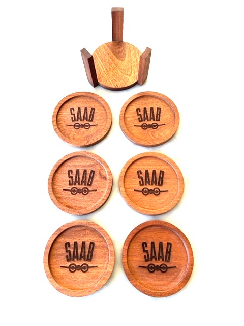 Saab glas underlägg set med 6 stycken - 2