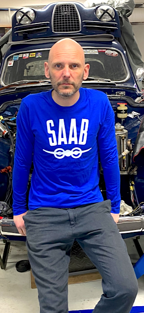 SAAB tröja Montecarlo blå långärmad (Storlek Large)