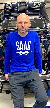 SAAB tröja Montecarlo blå långärmad (Storlek Large)
