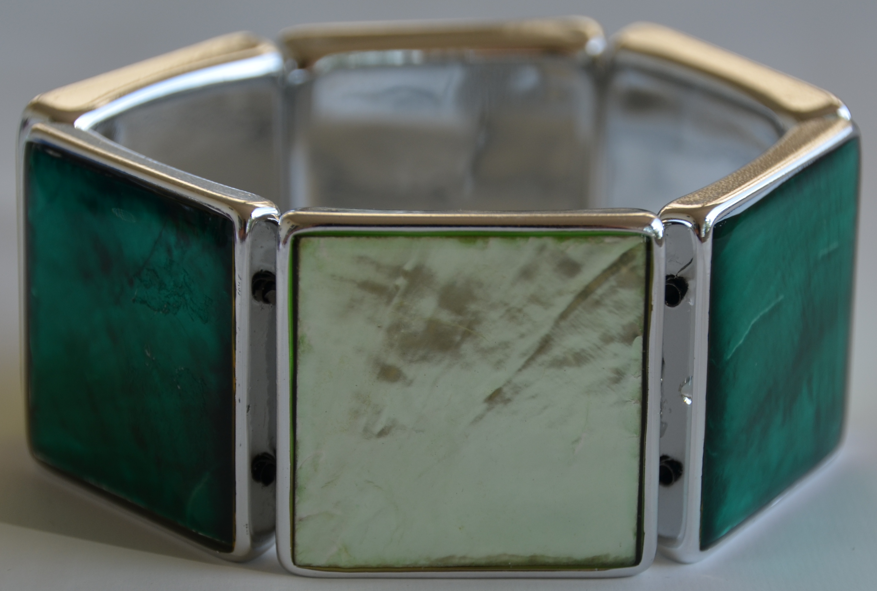 Armband Grön Capiz Kvadratisk