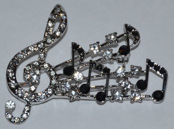 Brosch G-Klav Silver-Svart