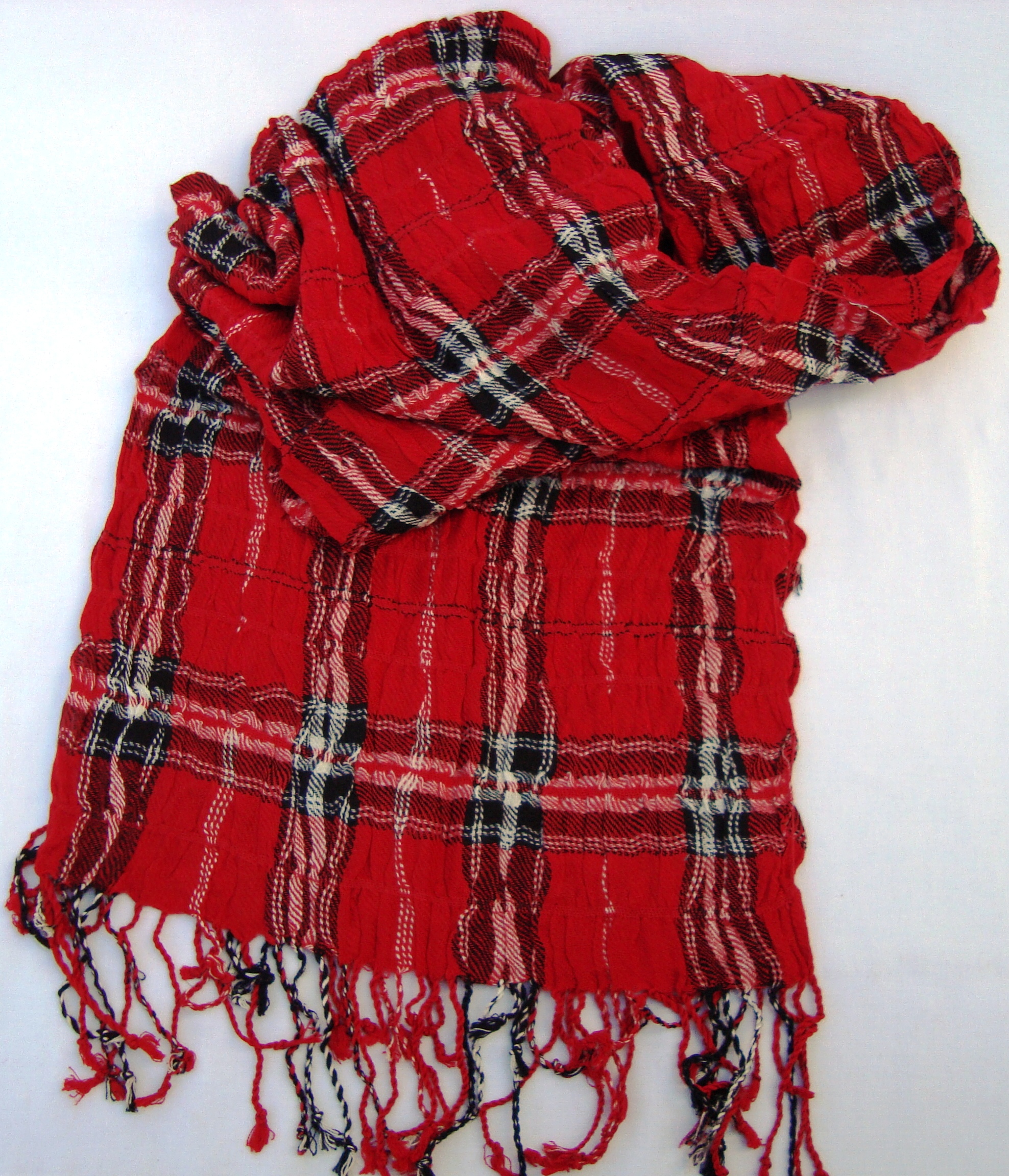 Scarf Röd Tartan - Stretch