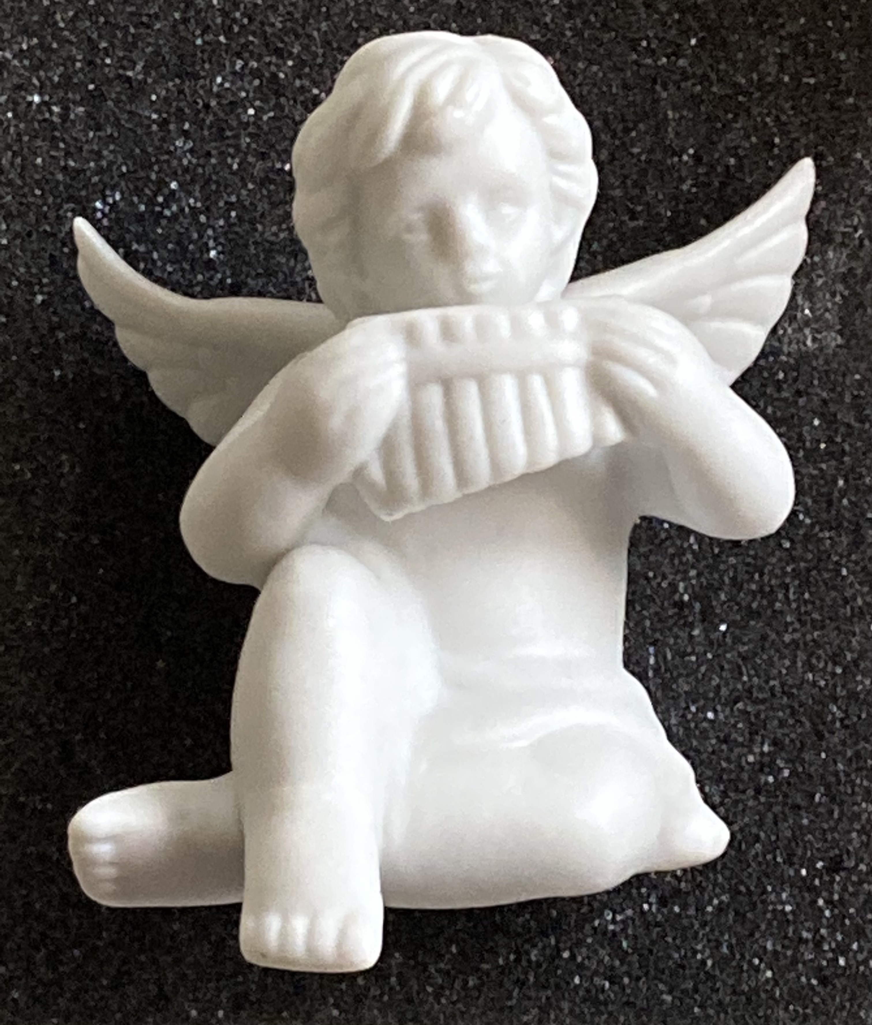 Porslinsfigur Ängel Med Panflöjt