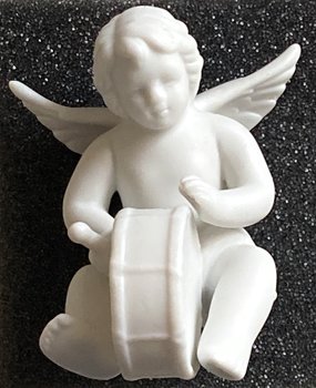 Porslinsfigur Ängel Med Bastrumma