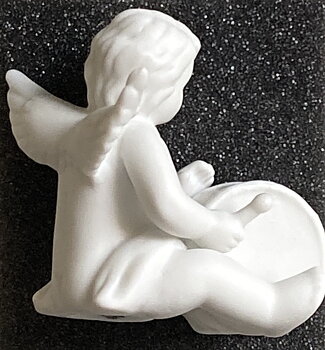 Porslinsfigur Ängel Med Bastrumma