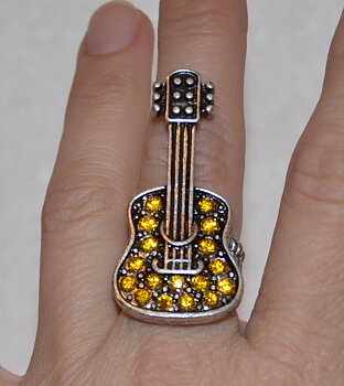 Ring Gitarr Strass Gul