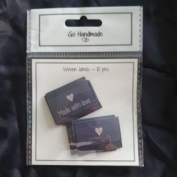 "Made with love" tygetikett 35 x19mm Go Handmade