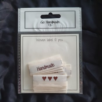 "Handmade" tygetikett 50 x 11,5mm Go Handmade