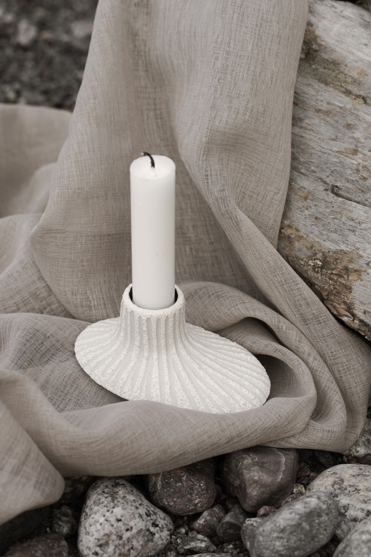 LINE Candle holder StoneStripeLightWhiteRough - 2