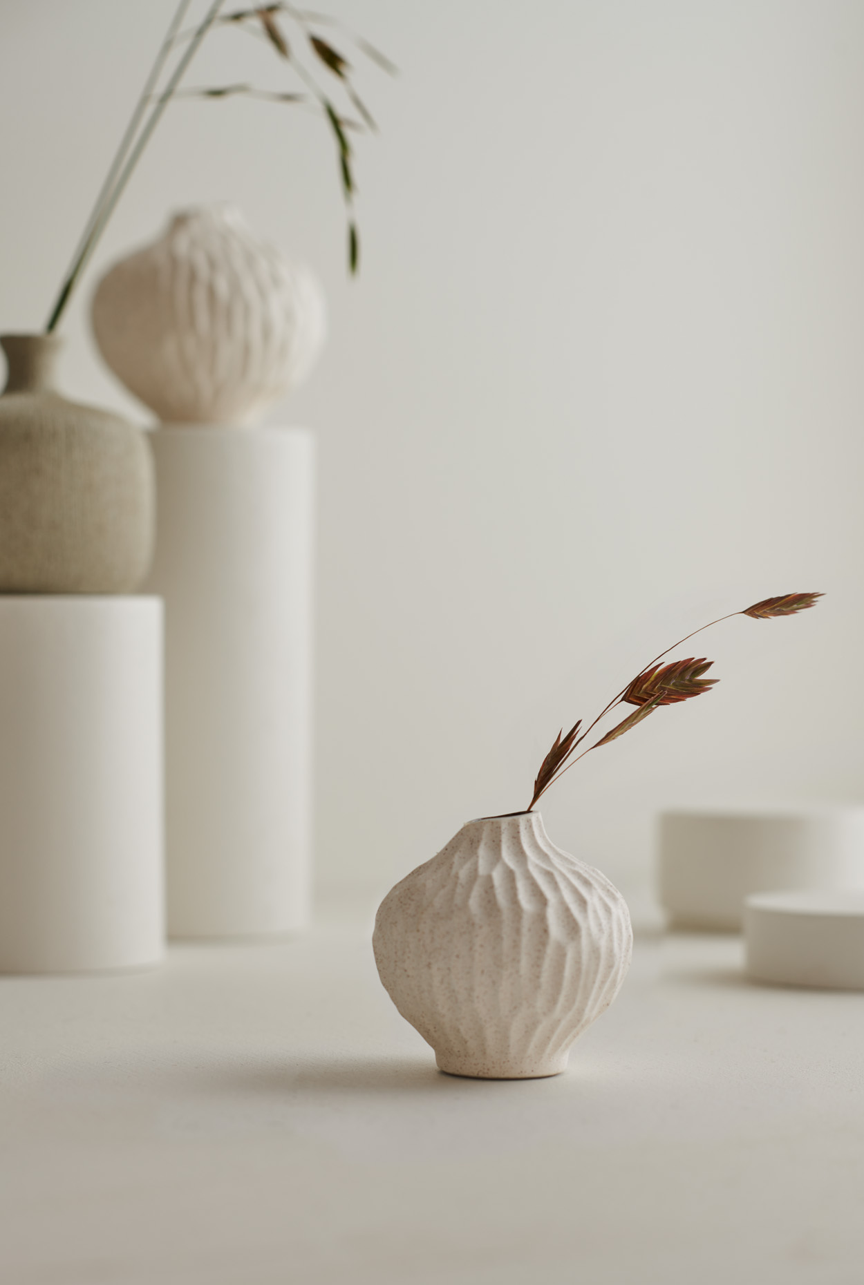 Vase LINE small Sand White cut - 3