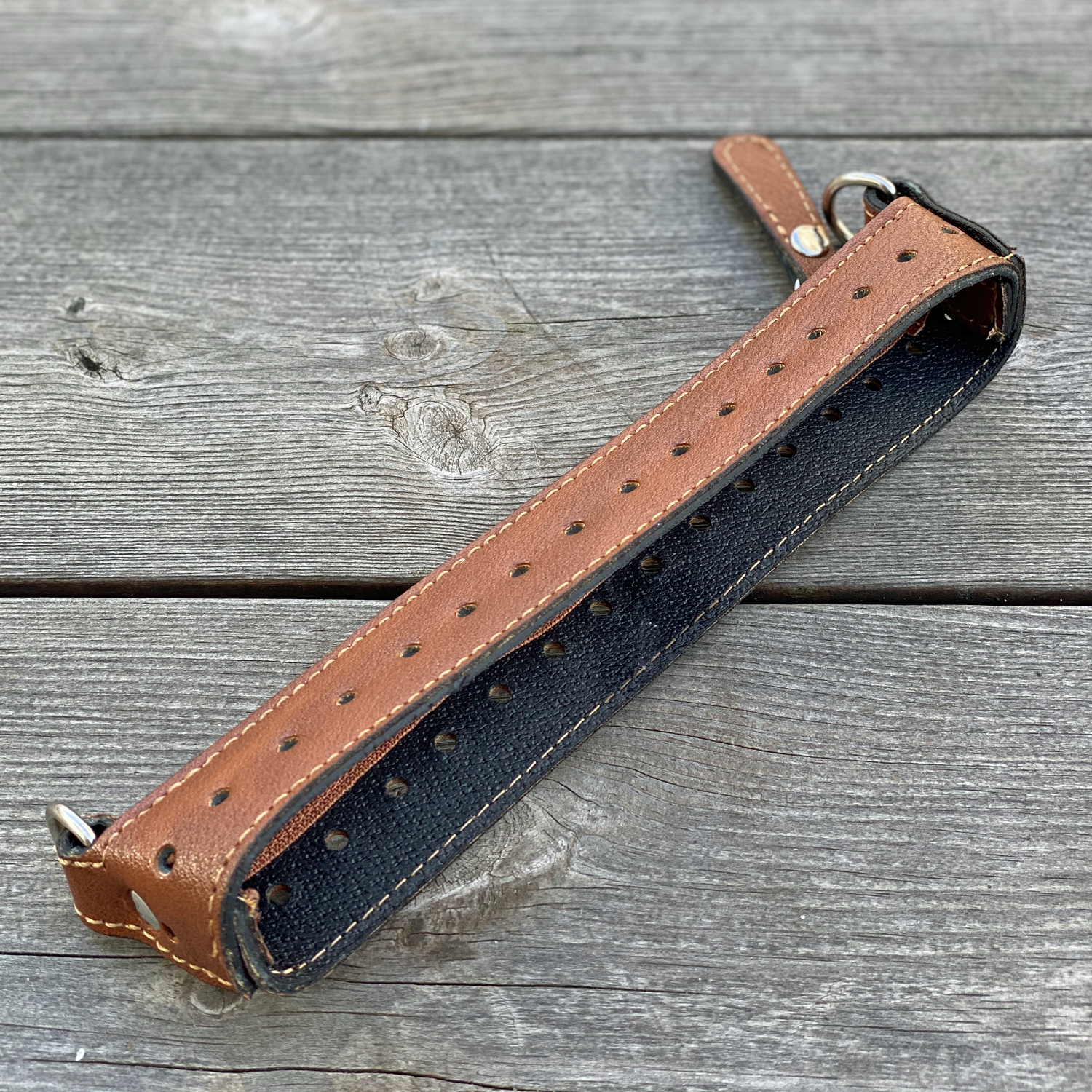 Ovandel 20 cm med dragkedja, vintage konjak - 2