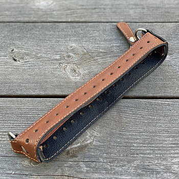 Ovandel 20 cm med dragkedja, vintage konjak
