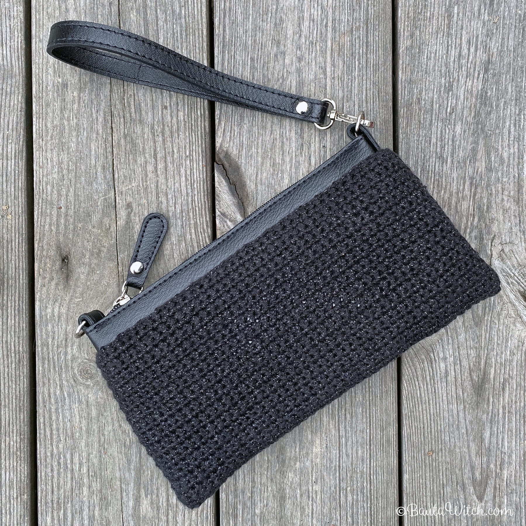 Ovandel med vristrem till clutch & Smartphonefodral, svart - 2