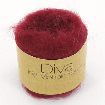 Diva Kid Mohair & Mullbärssilke, vinröd