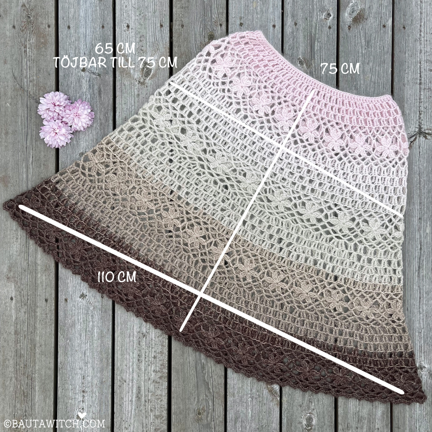 Garnpaket till romantisk poncho med blommor - 4