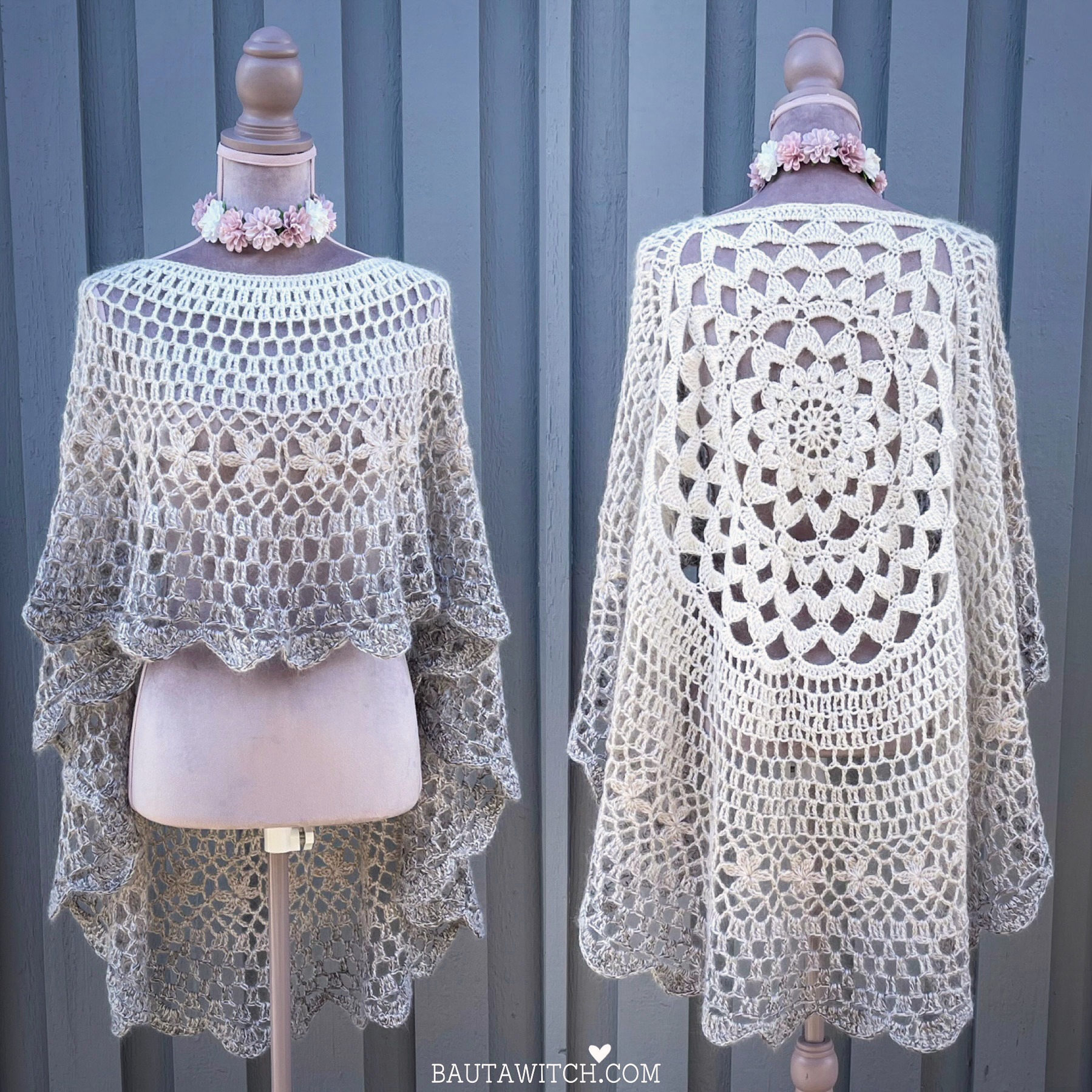 Garnpaket till romantisk asymmetrisk poncho