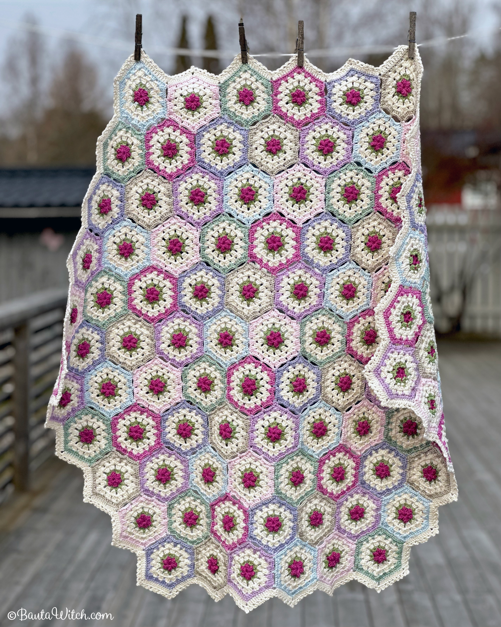 Hexagonpläden Vårsippor, 100 cm (19 nystan) - 2