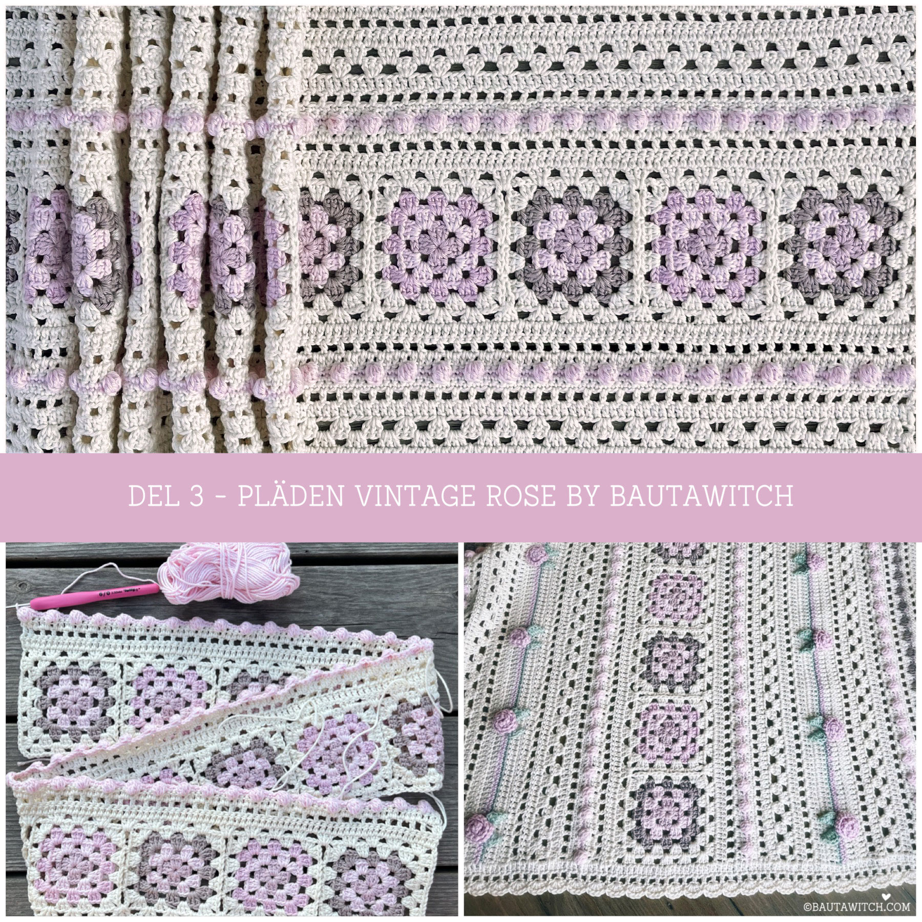 Elektroniskt mönster till BautaWitch pläd Vintage Rose  (33 sidor) - 4