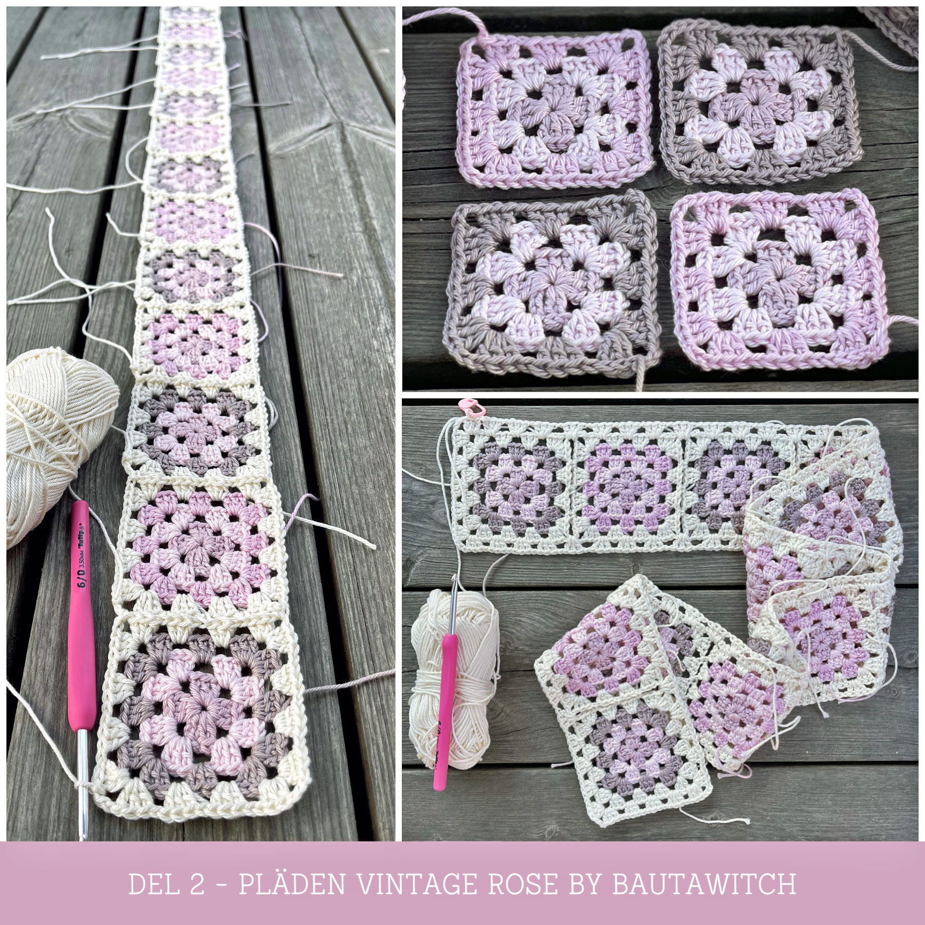 Elektroniskt mönster till BautaWitch pläd Vintage Rose  (33 sidor) - 3