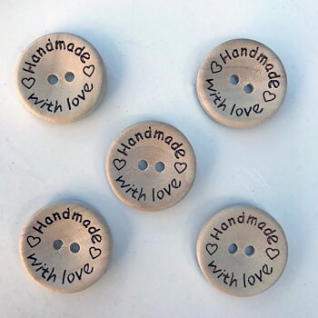 Handmade with love - Ø20 mm, träknappar i 5-pack