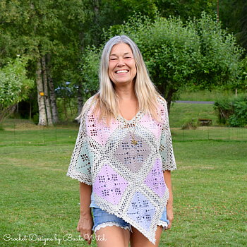 Garn (13 nystan) till romantisk sommarponcho