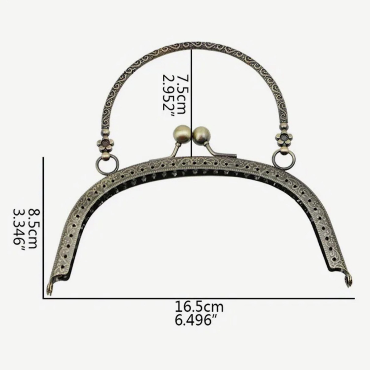 Väskknäppe med handtag, blankt silver (16,5 cm) - 4