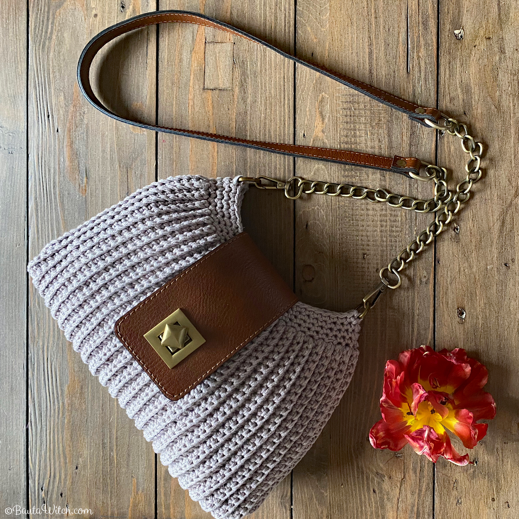 Materialkit till handväska med vridlås, beige - 2