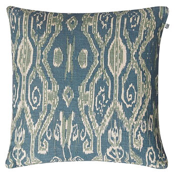 Kudde Linne Ikat Madras - Heaven Blue/Aqua/Light Beige 50x50 cm