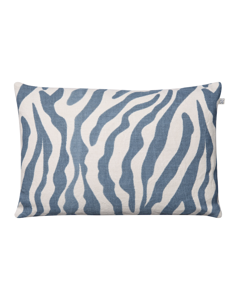 Kudde Linne Zebra - Off White/Heaven Blue 40x60 cm
