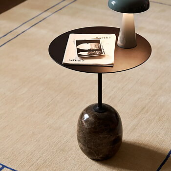  Lato sidobord LN8, Black/Emparador Marble, Ø40cm
