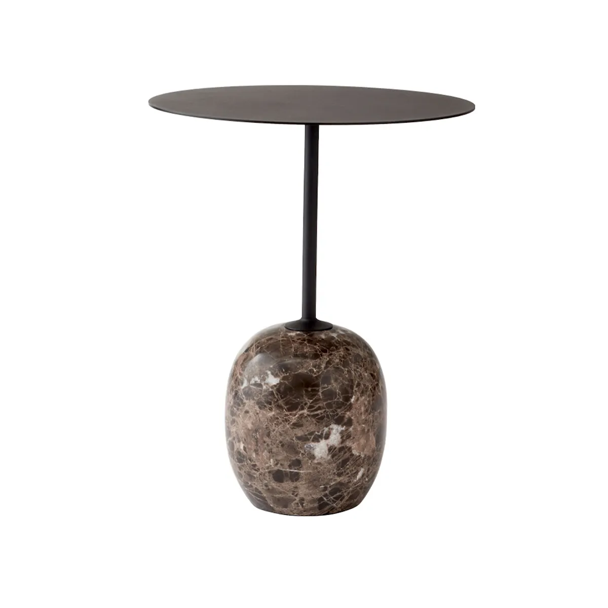  Lato sidobord LN8, Black/Emparador Marble, Ø40cm