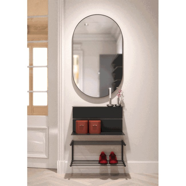 Spegel matt svart - oval 100x60 cm - 3