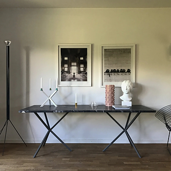 Matbord NEB Rektangulär med skiva i Grigio Carnico marmor