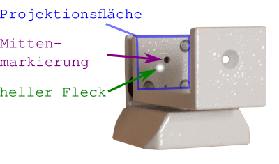 Der helle Fleck markiert die Position der Sonne im Nienna Sonnensucher