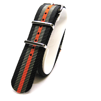 18 mm NATO-band, grått/svart/orange