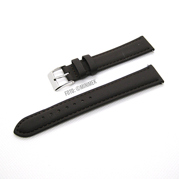 Brunt 18 mm läderarmband med  kromat spänne.