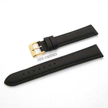 Brunt 18 mm läderarmband med guldpläterat spänne.