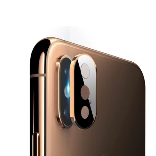 Metall Bumper och Linsskydd i Härdat Glas för iPhone XS Max - Guld