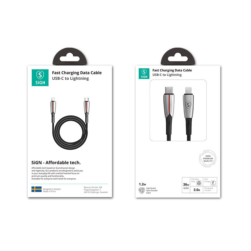 SiGN PD USB-C till Lightning Kabel, 1.2m, 3A, 36W - Svart - 7